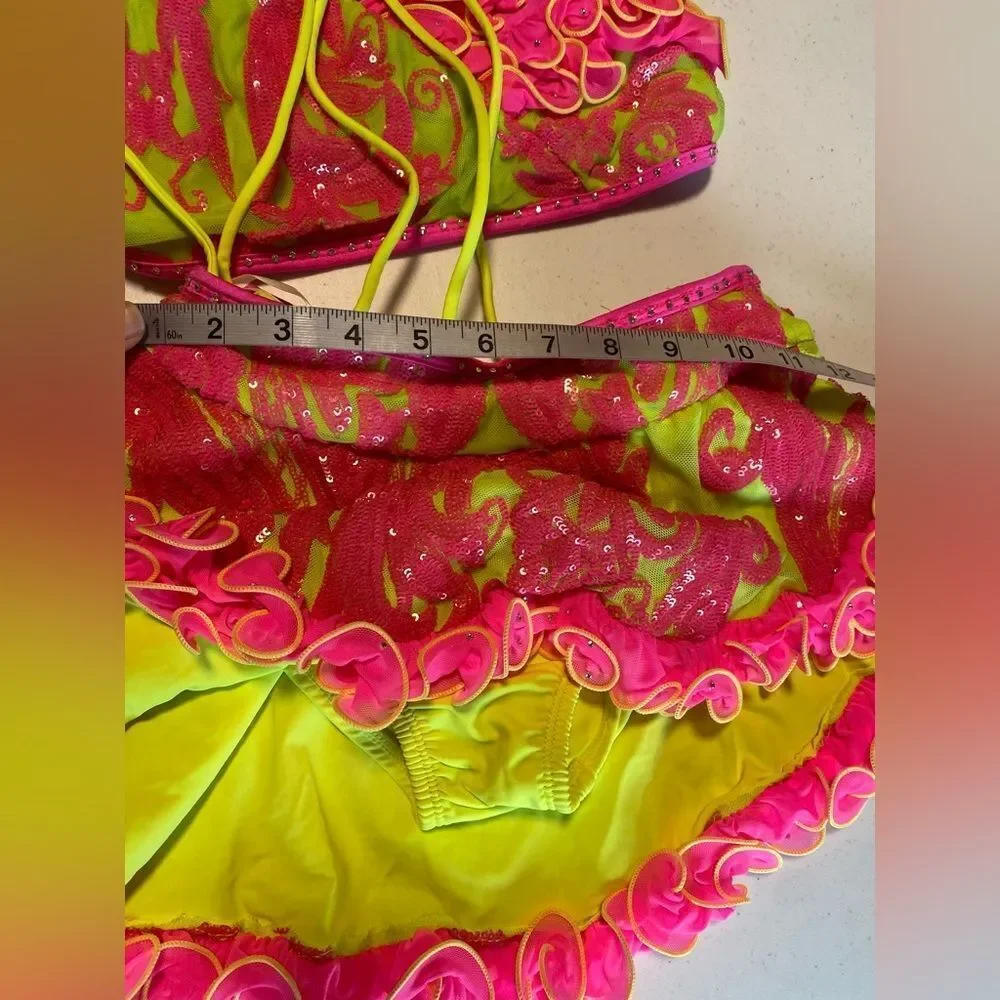 Tenth House solo custom 2 piece costume sequin stone neon Neutron TH25249 LC chi
